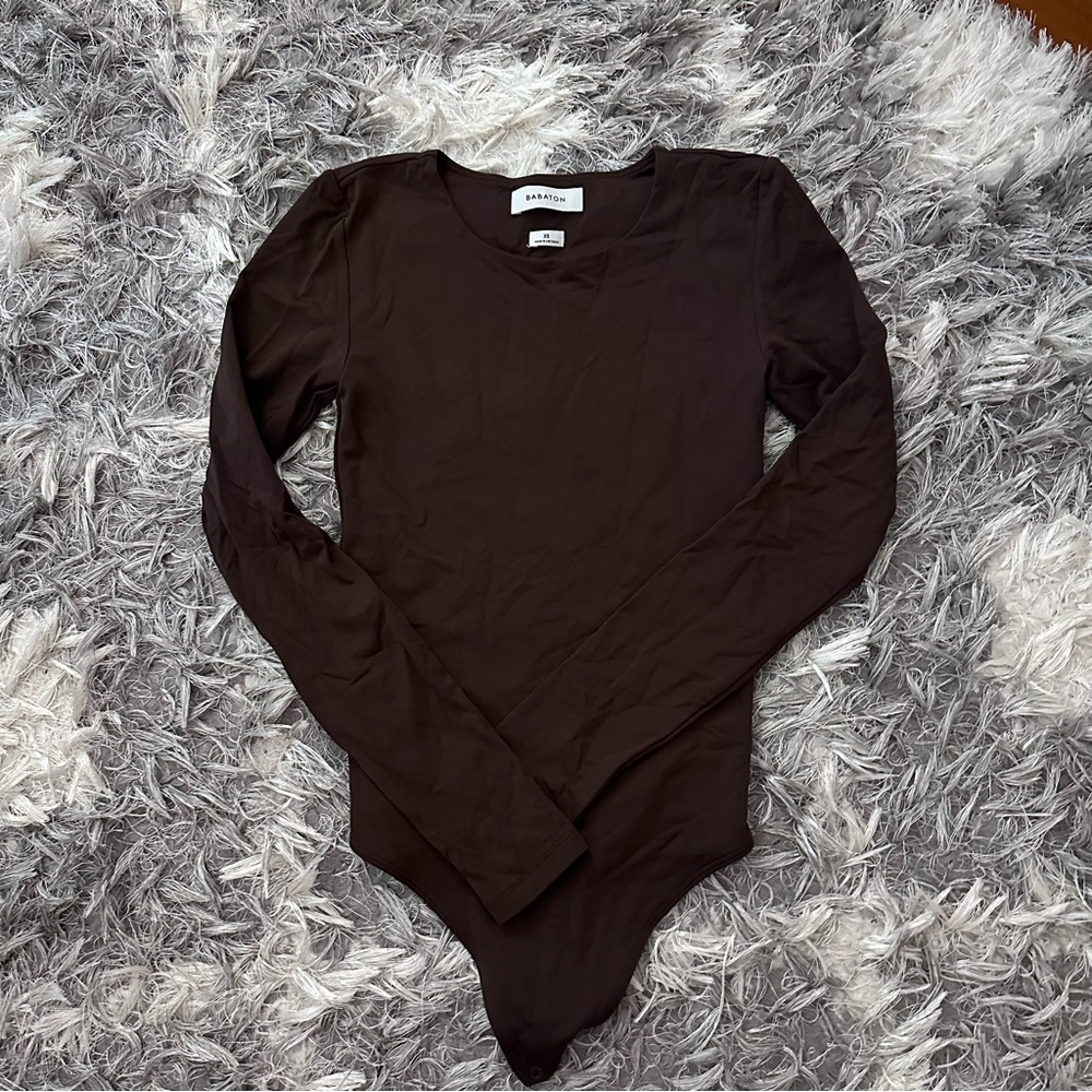Aritzia Dark Brown Long Sleeve Bodysuit